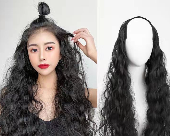 Long Kinky Curly Hair High Temperature Synthetic Corn Wave Hair Extension Clip in Fiber Hair Pieces