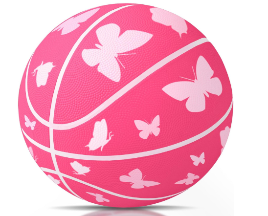 Girls Size 3 Basketball Pink, Kids 22'' Basketball Teen Youth Basketballs Girls Basketball for Basketball Skill Practicing Indoor Outdoor School Basketball Class (Butterfly)