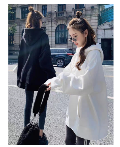 American Solid Color Blank Hoodie Fashion Couples With Fleece Pullover Hoodie Men and Women The Same