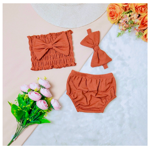 Stacey Smocking Terno For Baby Girl With Turban for 1-24months c5