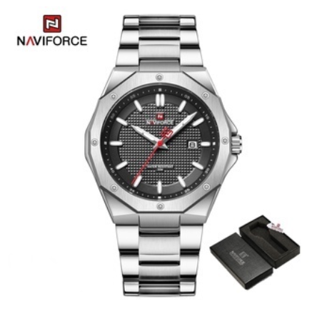 Naviforce Nf9200 Men's Luxury Military Sport Quartz Casual Dress Waterproof Creative Clock BLACK SILVER