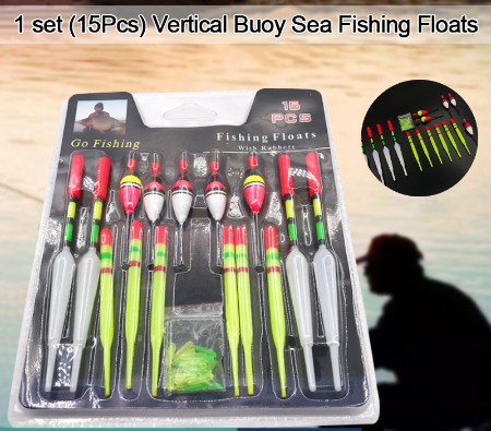 15pcs/Set Angling Bobbers Plastic Fishing Buoys Portable Fluctuate Fishing Tackle Accessories