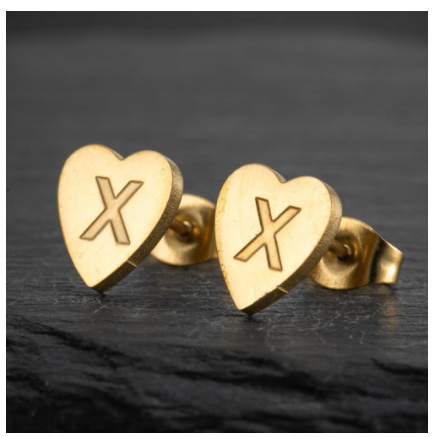 Stainless Steel Cute Small Tiny Heart Initial English Letter Stud Earrings For Women Gold Color Alphabet Jewelry Birthday Gift X