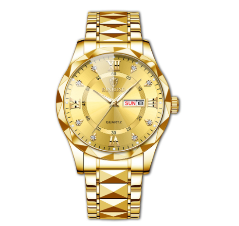 Binbond Original Men's Luxury Stainless Steel Waterproof Fashion Business Watch Luminous Dual Calendar Quartz Wrist Watch M1