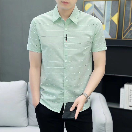 Men's Striped Polo Shirt Short Sleeve Slim Casual Thin Shirt