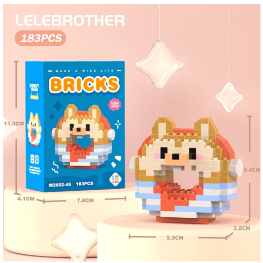 Lboyu Cute Cartoon Donut Building Block Ornaments Compatible with Lego Children's Toys M36