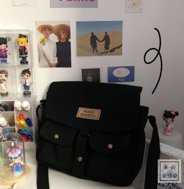 Japanese Harajuku Style Tooling Messenger Bag Unisex Korean Ins Retro Student Canvas Art College Style Shoulder Bag