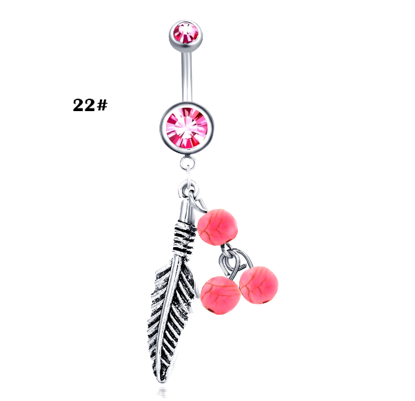 Stainless Steel Heart Piercing Jewellery Zirconia Butterfly Belly Button Ring Belly Button Clasp Pink 22