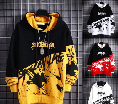 Men's hoodie sweater clothes hip-hop loose stitching tops
