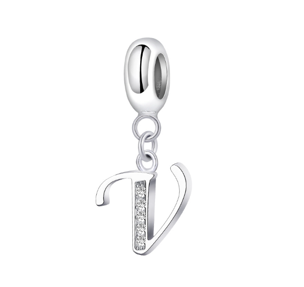 Pandora Letter Charm 925 Silver 26 Letters Diamond Charms Bracelet Pendant V