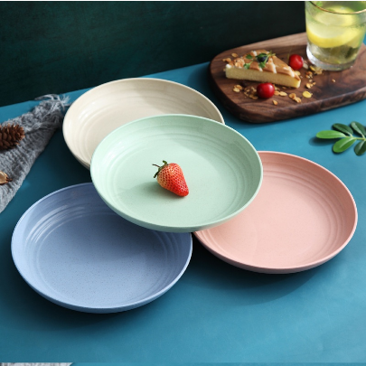 8" 20cm Wheat Fiber Dinner Plate Round-shaped Dishes Creative Fruit Meat Steak Unbreakable Tableware
