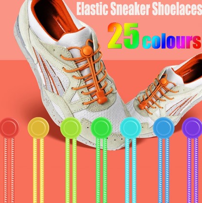Stretching Lock Lace Shoe Laces Elastic Sneaker Shoelaces Shoestrings Running Jogging Triathlon (1 Set )