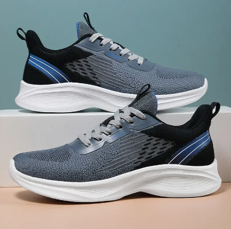 Men's Cushioned Running Shoes, Non-slip Comfortable Breathable Lightweight Knit Sports Sneakers