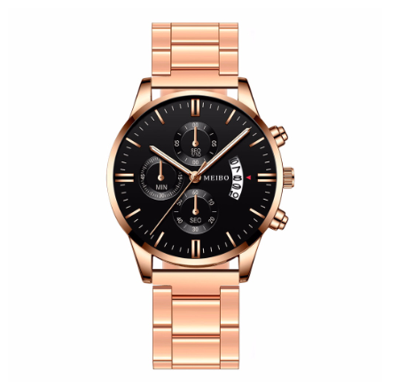 Men Stainless Steel Business Watch With Calendar Luxury Men Sport Watch Quartz Clock MEIBO Watch 001