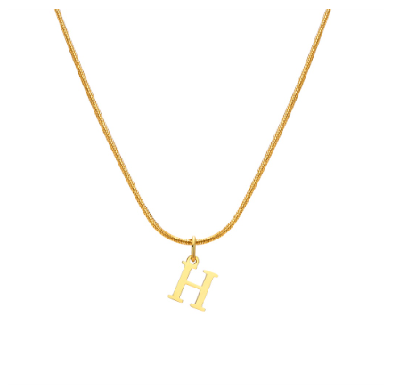 Vnox Gold 26 Capital Letter Necklace for Women,Stainless Steel Initial Pendant Necklaces H