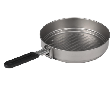 Lixada 1400ml Titanium Fry Pan Ultralight Grill Frying Pan with Folding Handle for Outdoor Cooking Camping Hiking