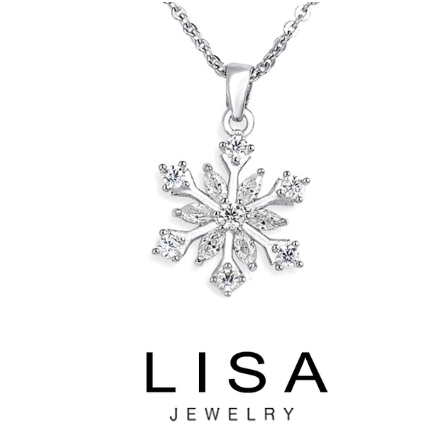 Lisa Silver Necklace Snowflake Pendant Necklace 14k White Gold Plated Necklace Fashion Jewelry