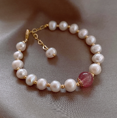 Crystal Bracelet for Women Natural Stone with Freshwater Pearl Bracelet