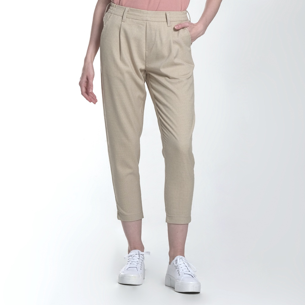 Lee Beige Checkered Trousers for Women