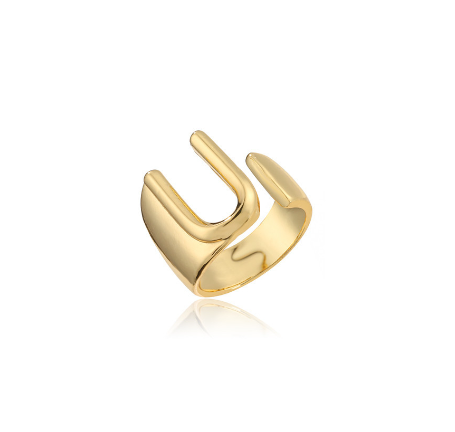 New Copper Plated Gold 26 A-Z Letter Opening Adjustable Ring Women's Initial Name Gold Jewelry Commemorative Couple Gift U