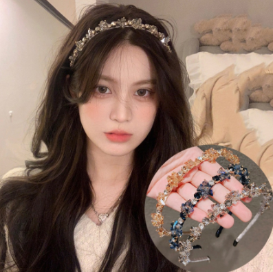 Korean Crystal Rhinestone Alloy Headband Rhinestone Beads Hair Band Woman Wedding Hair Accessories