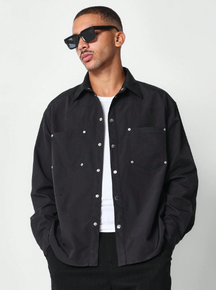 SUMWON Relaxed Fit Nylon Western Shirt