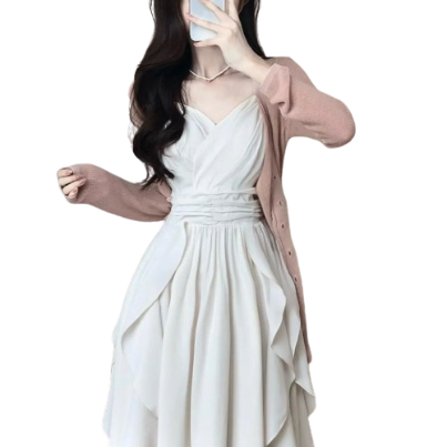 Lovito Women Zipper Dress LNA19103 (White)