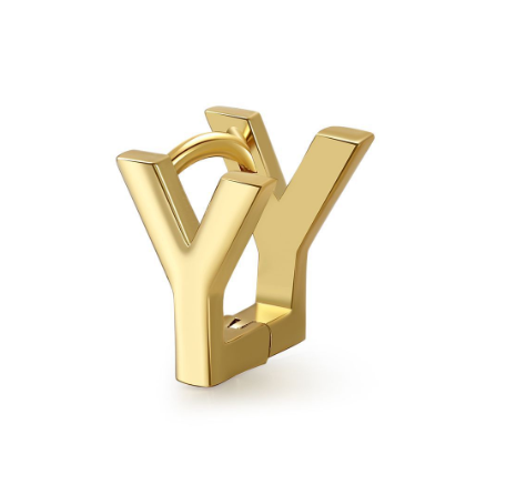 Unique Design Initial Letter Earrings 18K Gold Double Layer Letter Earrings Jewelry Single Y