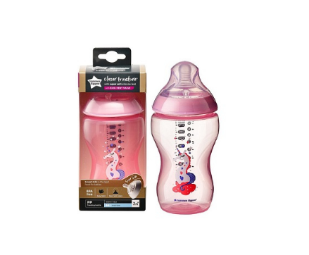 Tommee Tippee CTN 12oz/340ml Bottle Super Soft - Med Flow Teats - (Pink)