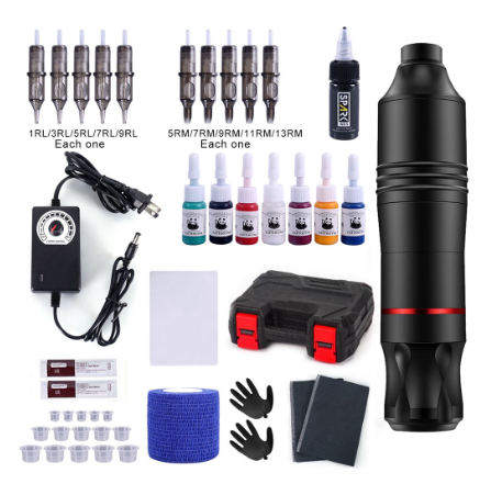 Profession Tattoo Machine Pen Tattoo Kit Power Supply Rotary Pen With Needles Tools For Permanent Makeup Machine Tattoo Artist