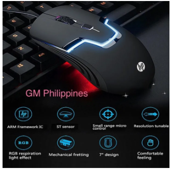 HP Wired USB Mouse High Performance Gaming Mouse with 7 Colors Rainbow LED Light Silent Mice Keyboard M100 Wired Optical Game Mouse