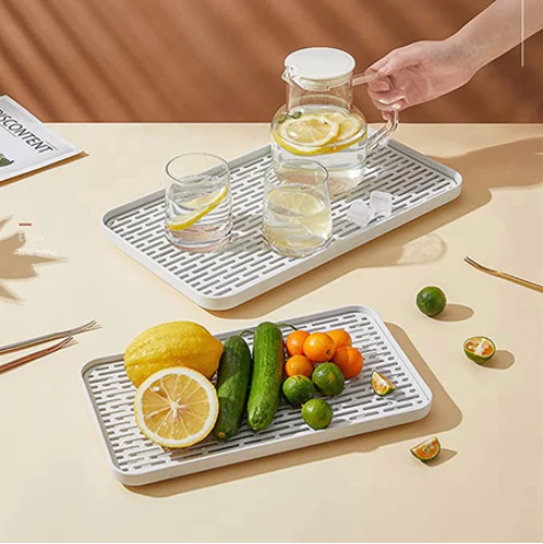 Drain Tray Double Tray Rectangular Tea/Fruit Tray Creative Drain Basket Tray Living Room