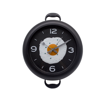Braiser Pan Egg Silent Nordic Wall Clock 12" Home Cutlery Kitchen Fork Knife Sunny Side Up