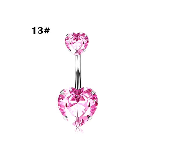 Stainless Steel Heart Piercing Jewellery Zirconia Butterfly Belly Button Ring Belly Button Clasp Pink 13