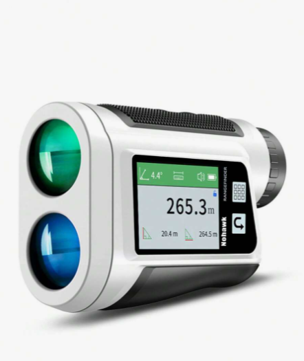 NOHAWK 600M Golf Multifunction Rechargeable White Laser Rangefinder With Voice Announcement And Display For Angle, Speed And Altitude Measurement With Slope Compensation And Flagpole Lock Vibration Fo