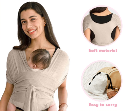 Baby Carrier Easy to Wear Hands Free Baby Wrap Carrier Breathable Infant Sling for Newborn Babies
