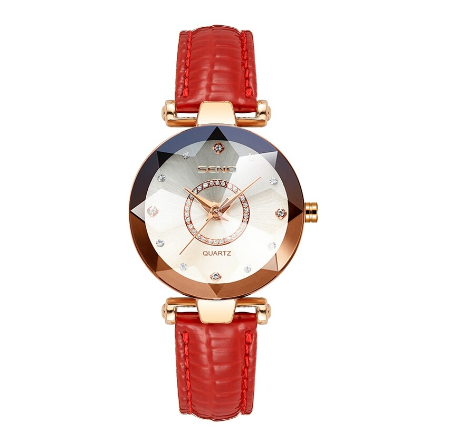 Seno Ocean Star Steel Band Women's Watch Fashion Crystal Ladies Quartz Wristwatch WHITE LEATHER
