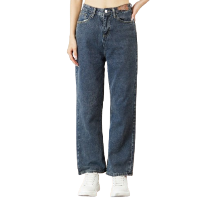 Lovito Casual Plain Patched Pocket Wash Basic Wide Leg Jean Palazzo L15X136 (Gray Blue)