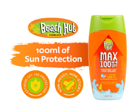 Beach Hut Sunblock MAX SPF 100 ++ Sunscreen Body Lotion 100mL