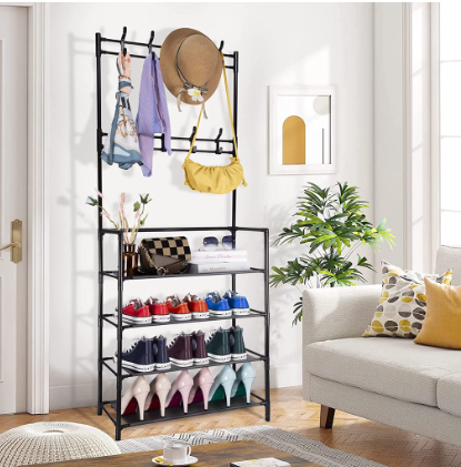 Multifunctional Shoe Rack Organizer Simple Floor Coat Rack Shoe Hat Rack 4 Layer