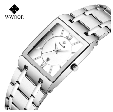 Wwoor Men Watches Waterproof Quartz Gold Watch Stainless Steel Strap Wristwatch Business 8858 007