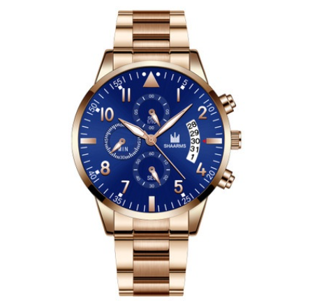 SHAARMS Stainless Steel Quartz Watch Date Calendar Men Business Watches M4