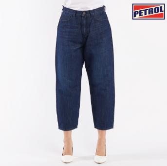 Petrol Ladies Basic Denim Maong Pants For Women High Waisted Balloon Fit 148012 Dark Shade