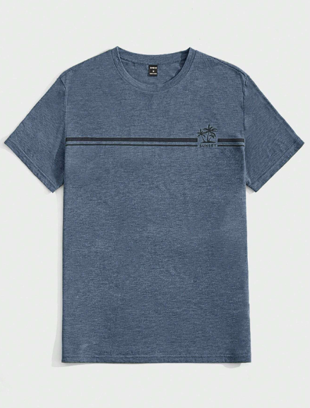 Manfinity Homme Men Striped & Tropical Print Tee