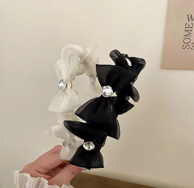 Mesh Bow Headband Women 2022 New Style French Retro Headdress Temperament Hair Accessories