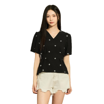 Lovito Women Elegant Ditsy Floral Pattern Pleated Blouse L73AD010