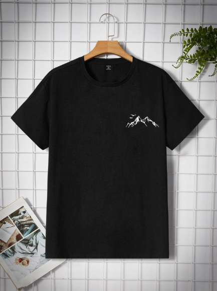 Manfinity Homme Men T-Shirts Fit Crew Neck Short Sleeve Graphic Tee Mountains Casual Going Out Summer Cotton