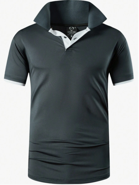 1pc Gray Men Sports Paul Shirt Polo T-Shirt Short Sleeve Quick Dry Fit Tennis Golf Bowling Jersey 322