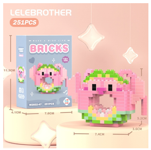 Lboyu Cute Cartoon Donut Building Block Ornaments Compatible with Lego Children's Toys M37