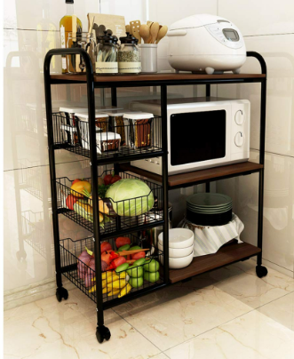 Kitchen Movable Trolley Drawer Rack Storage Cabinet